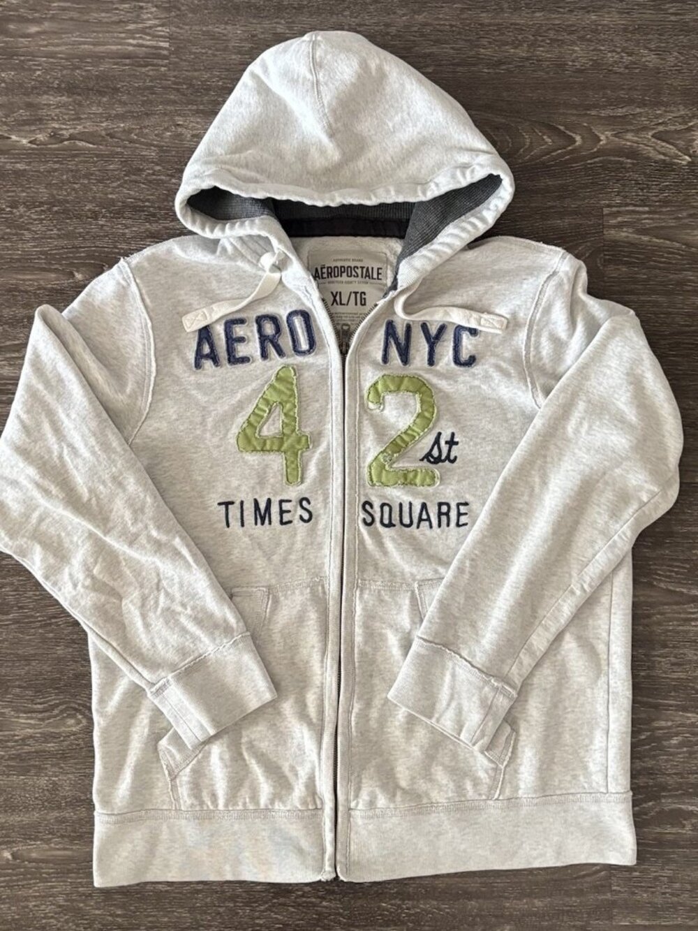 Y2K Aeropostale NYC Times Square Full Zip Hoodie Embroidered Mens XL Distressed